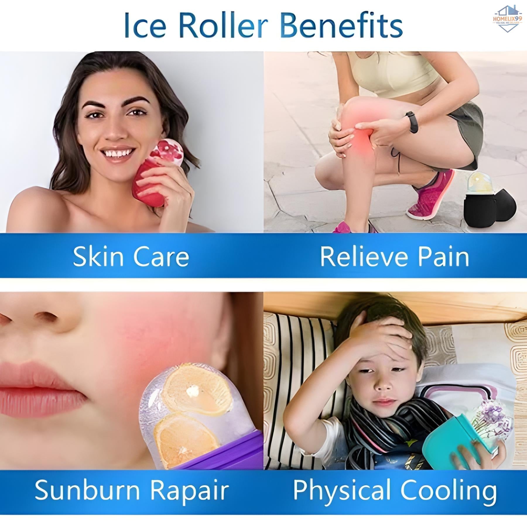 Beauty Face Massage Ice Roller – Skin Cooling, Puffiness Reducing & Glow Boosting Tool