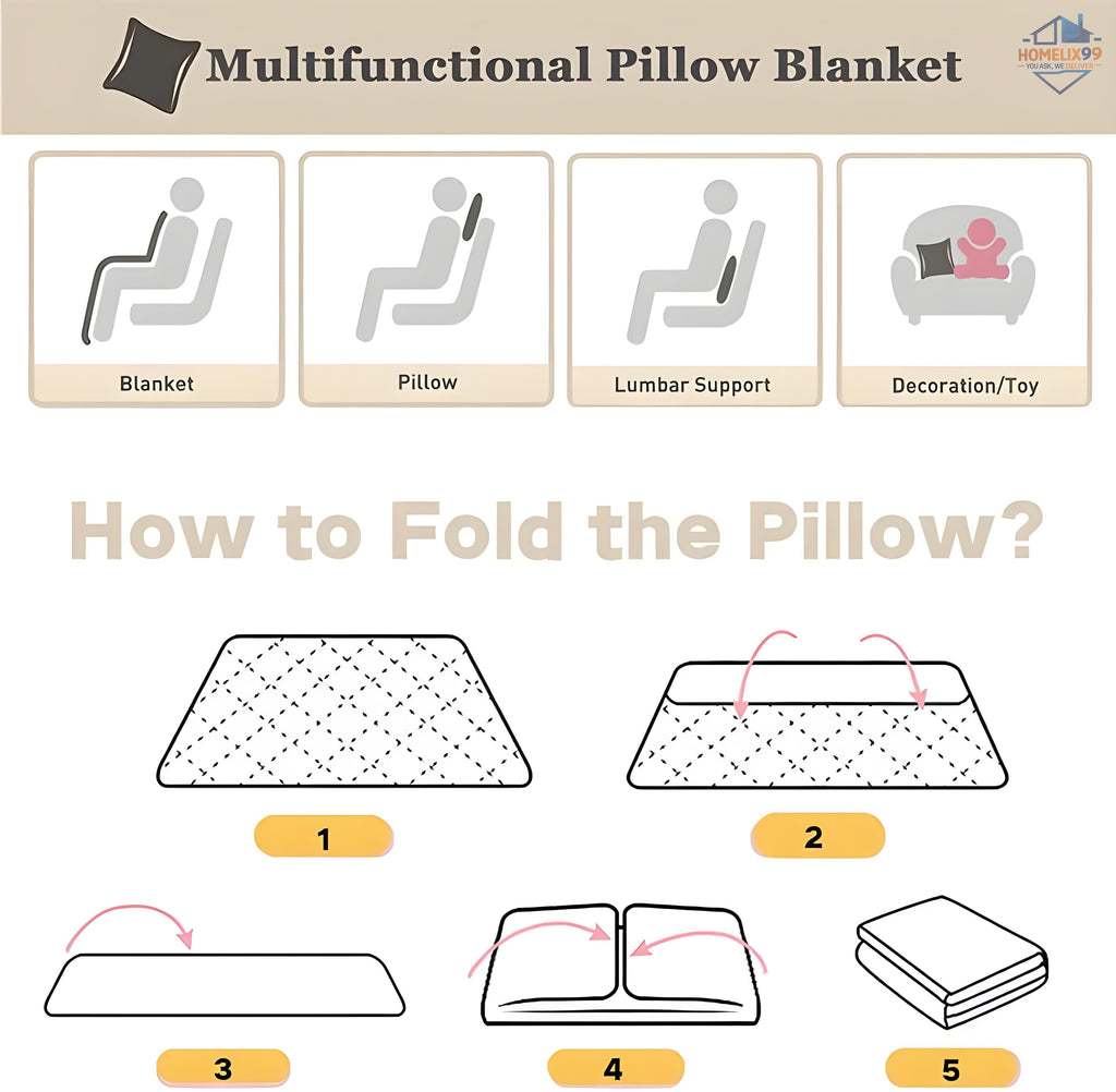 2-in-1 Pillow Quilt – Convertible Cushion Blanket for Travel, Office & Home