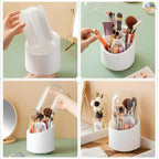 360° Rotating Makeup Brush Organizer with Dustproof Cover – Glam Storage for Vanity