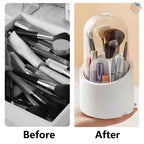 360° Rotating Makeup Brush Organizer with Dustproof Cover – Glam Storage for Vanity