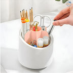 360° Rotating Makeup Brush Organizer with Dustproof Cover – Glam Storage for Vanity