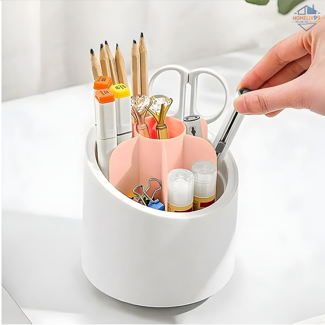 360° Rotating Makeup Brush Organizer with Dustproof Cover – Glam Storage for Vanity