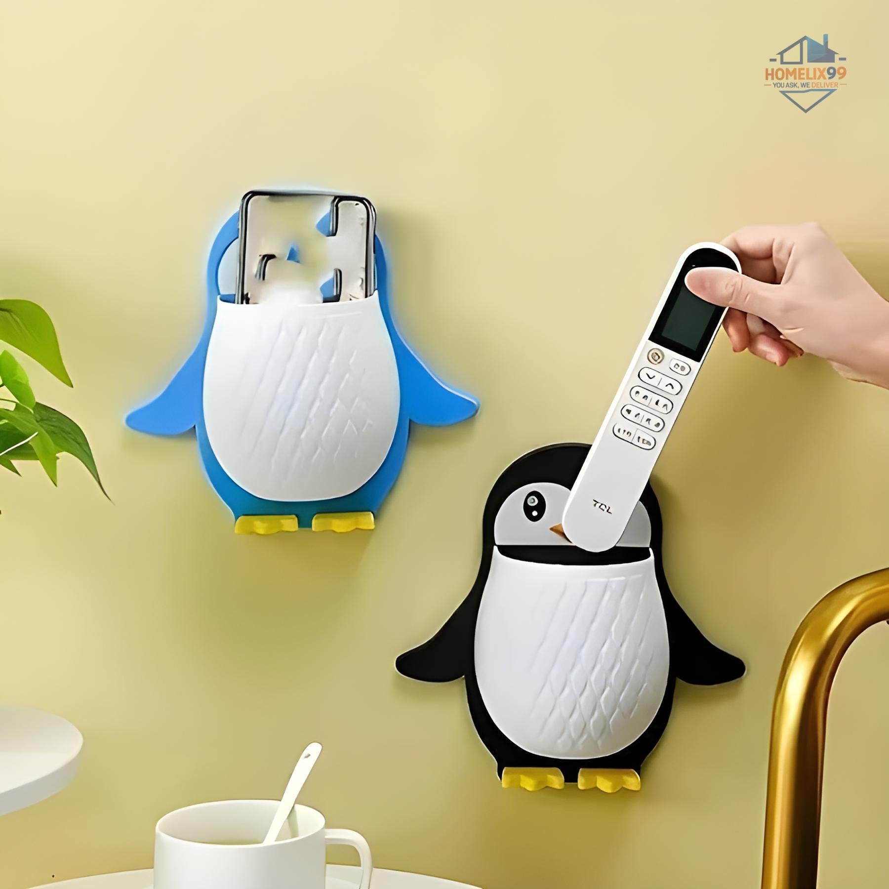 Penguin-Shaped Multipurpose Holder – Cute Self-Adhesive Organizer for Bathroom, Kitchen & Desk