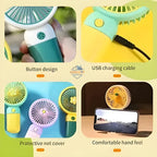 Portable Rechargeable Mini Fan – Handheld USB Fan with Phone Stand & Safety Cover