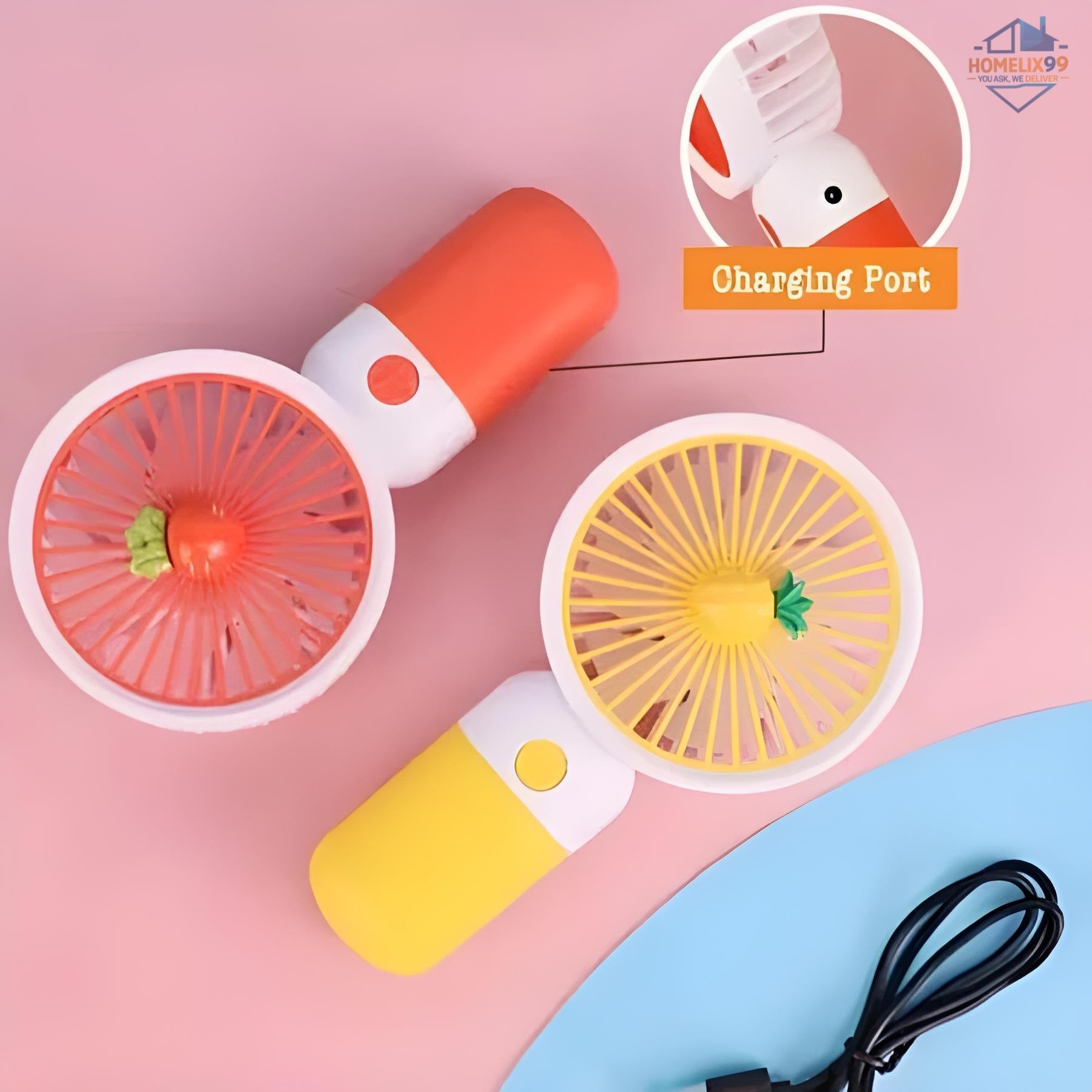 Portable Rechargeable Mini Fan – Handheld USB Fan with Phone Stand & Safety Cover