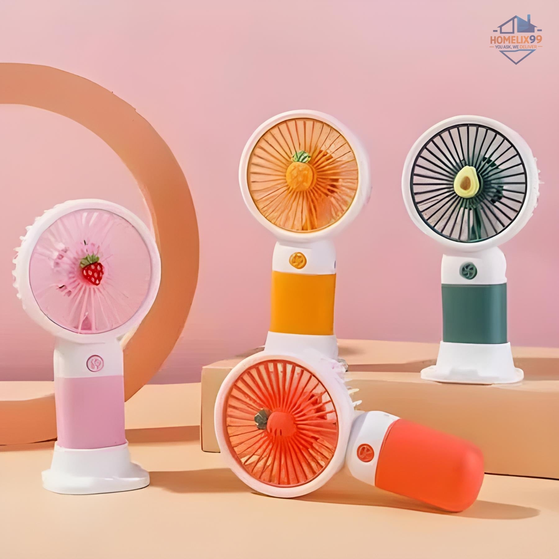 Portable Rechargeable Mini Fan – Handheld USB Fan with Phone Stand & Safety Cover