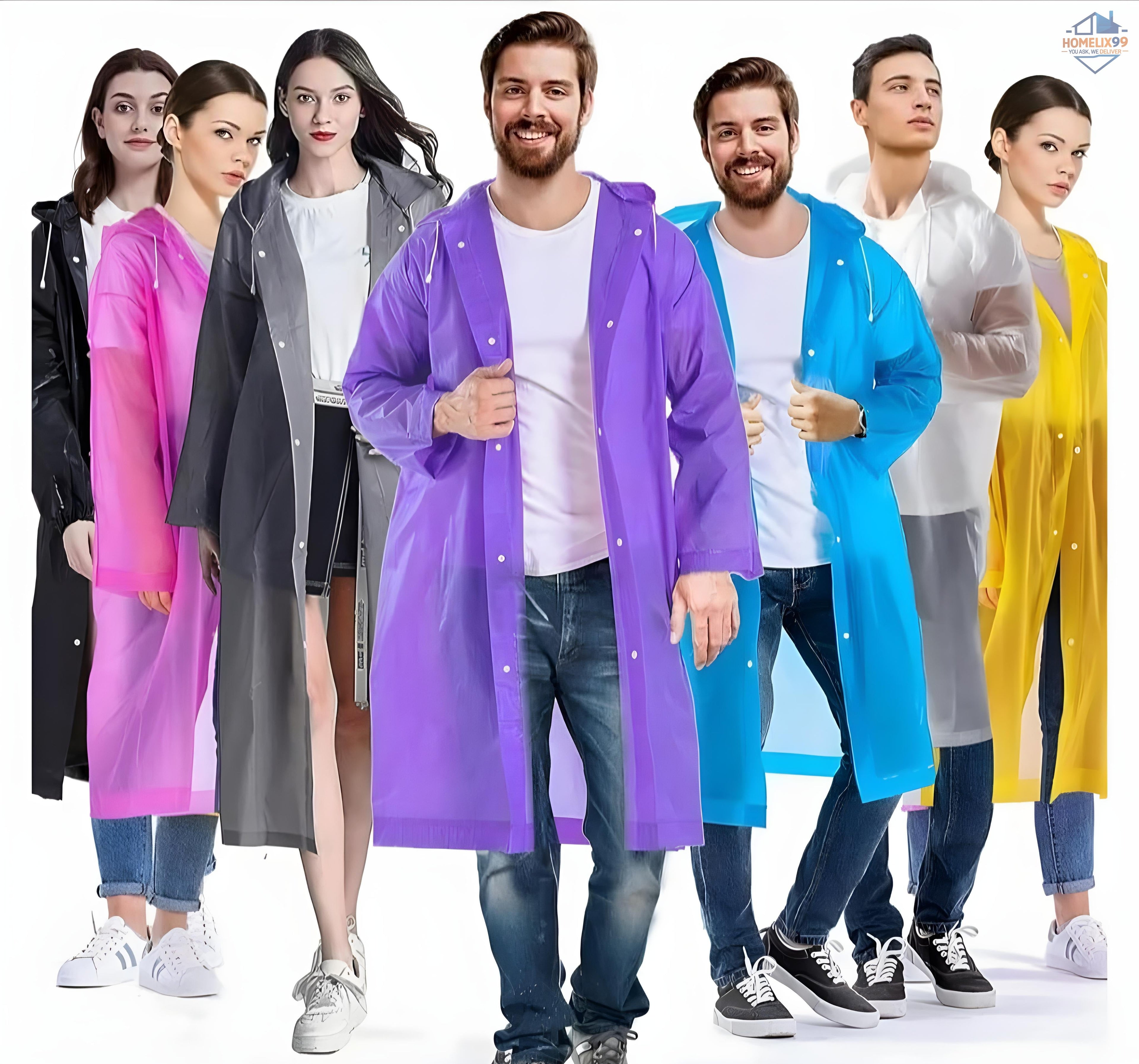 Universal Waterproof Raincoat with Hood – Unisex & Reusable | One Size Fits All