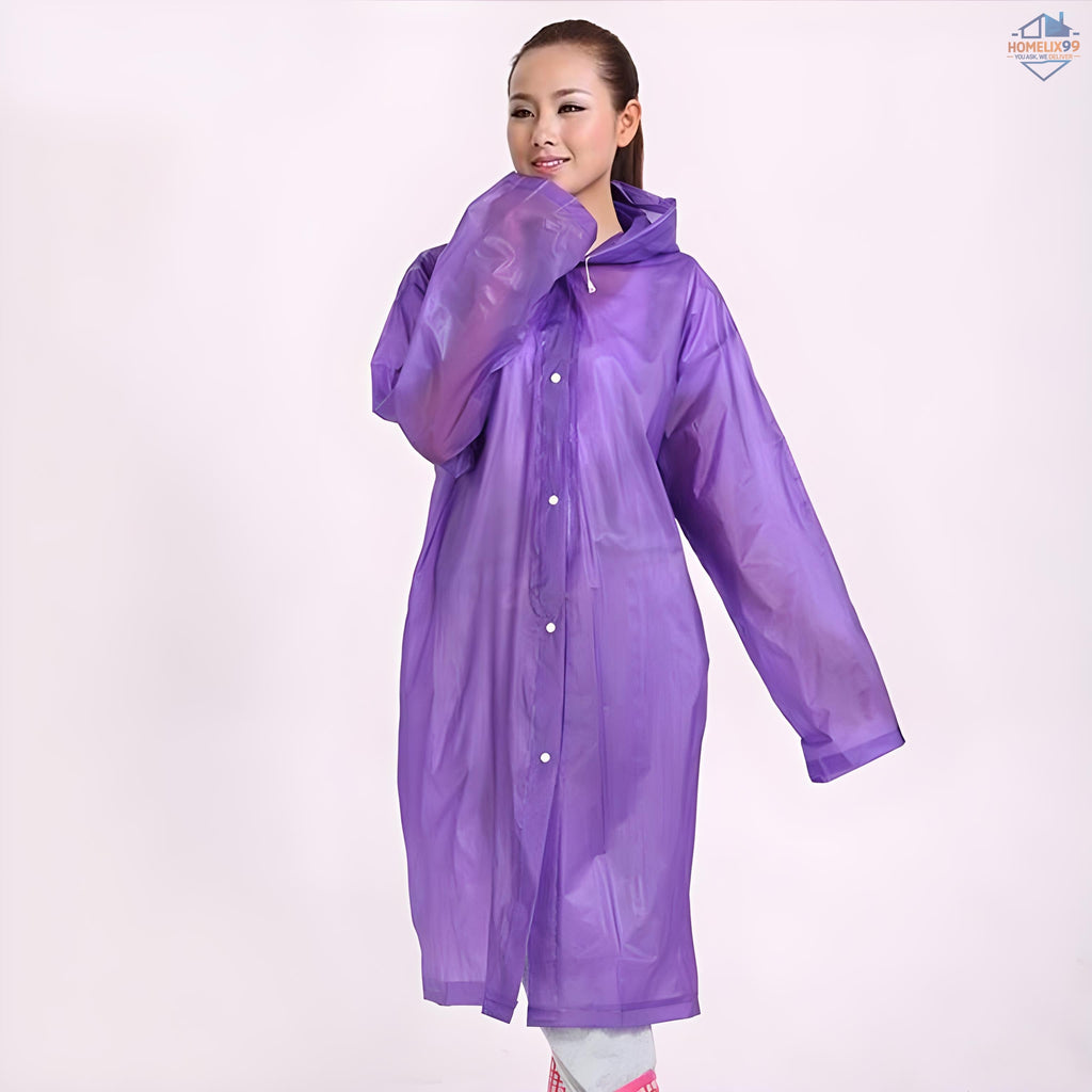 Universal Waterproof Raincoat with Hood – Unisex & Reusable | One Size Fits All