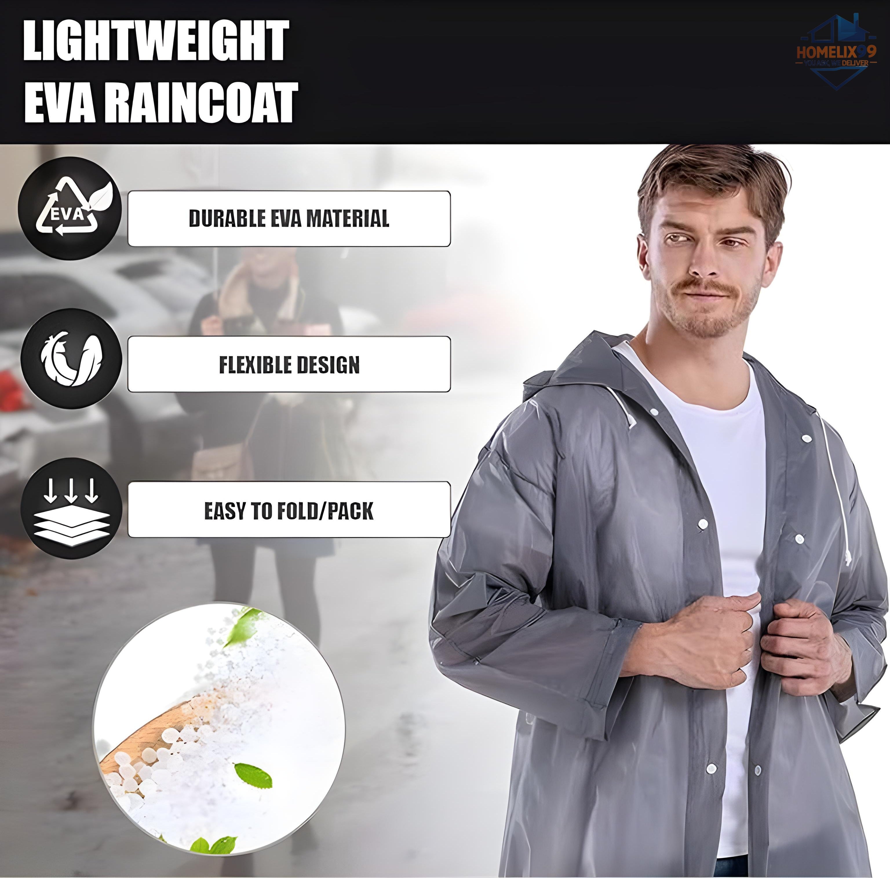 Universal Waterproof Raincoat with Hood – Unisex & Reusable | One Size Fits All