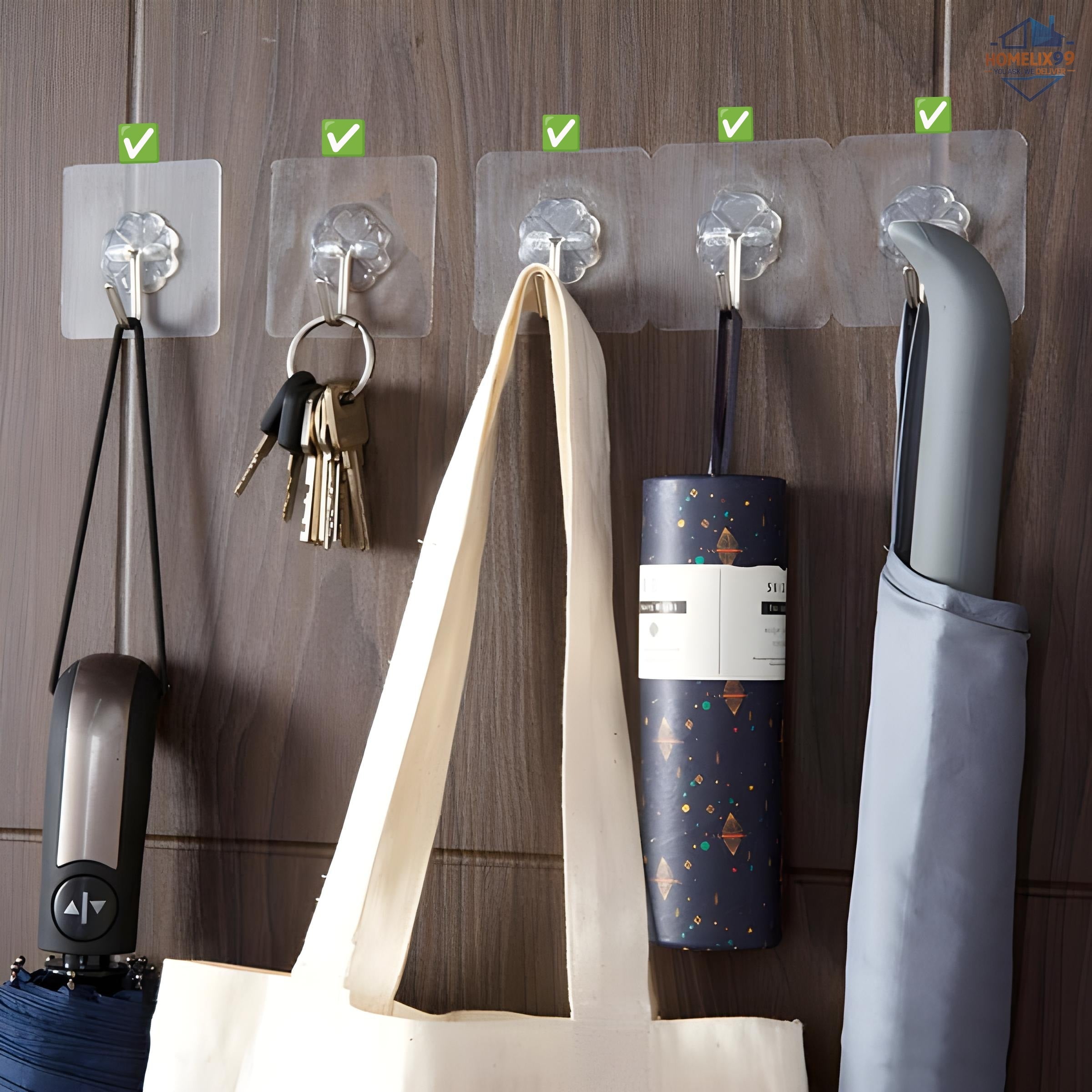 Self-Adhesive Wall Hooks (10KG Max) – Heavy-Duty, Waterproof & Drill-Free