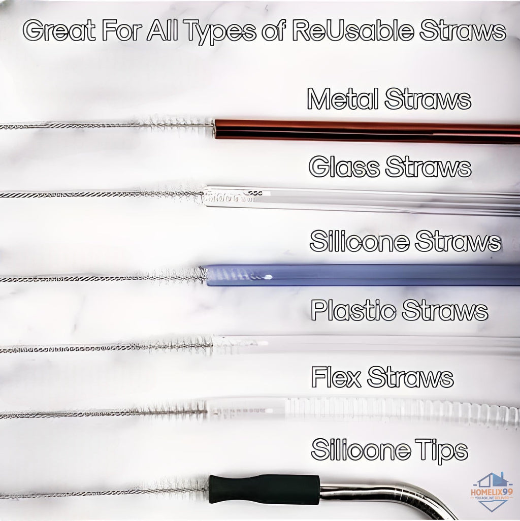 Long Straw Cleaning Brush Set – Reusable Nylon Bristle Cleaners for Bottles, Straws & Tubes