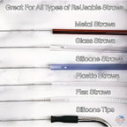 Long Straw Cleaning Brush Set – Reusable Nylon Bristle Cleaners for Bottles, Straws & Tubes