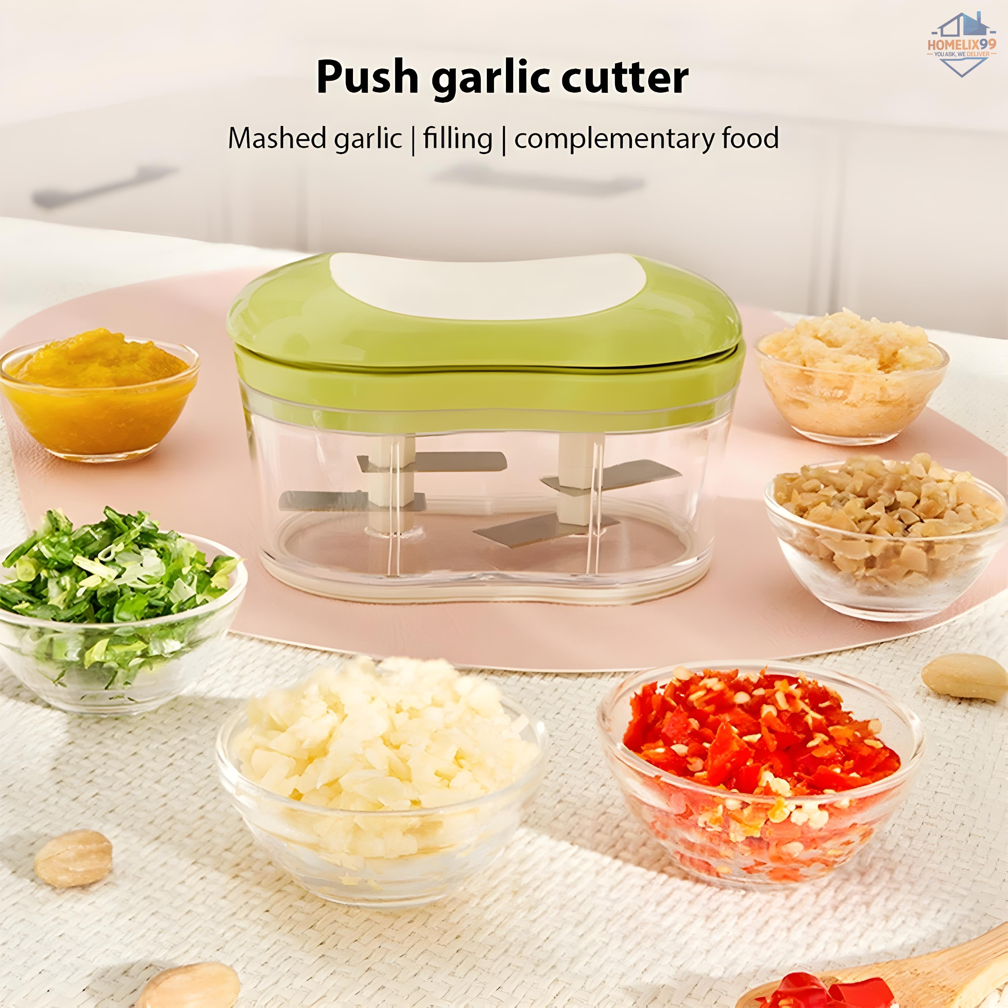 Multifunctional Manual Vegetable & Garlic Chopper – Stainless Steel Blades for Fast, Easy Prep