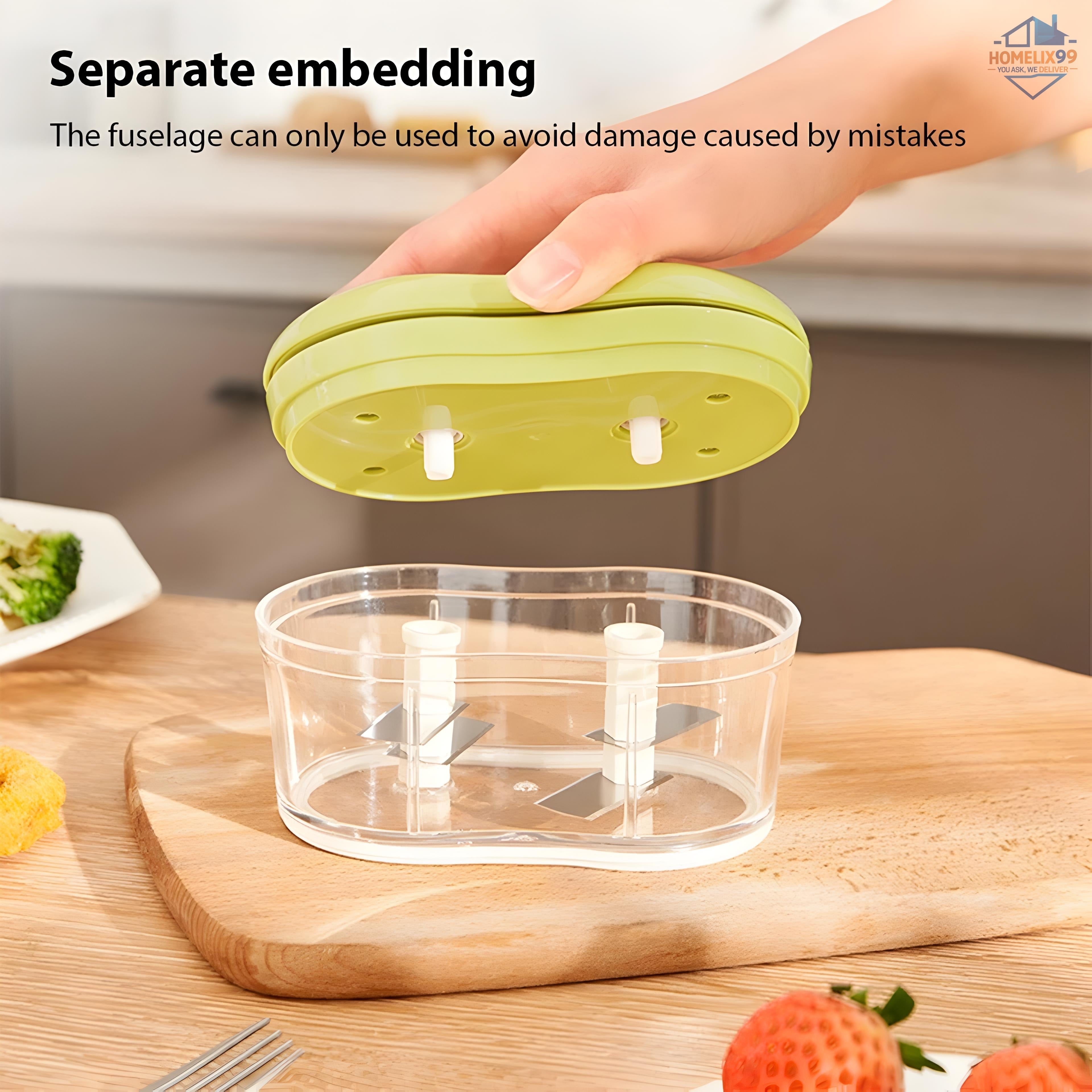 Multifunctional Manual Vegetable & Garlic Chopper – Stainless Steel Blades for Fast, Easy Prep