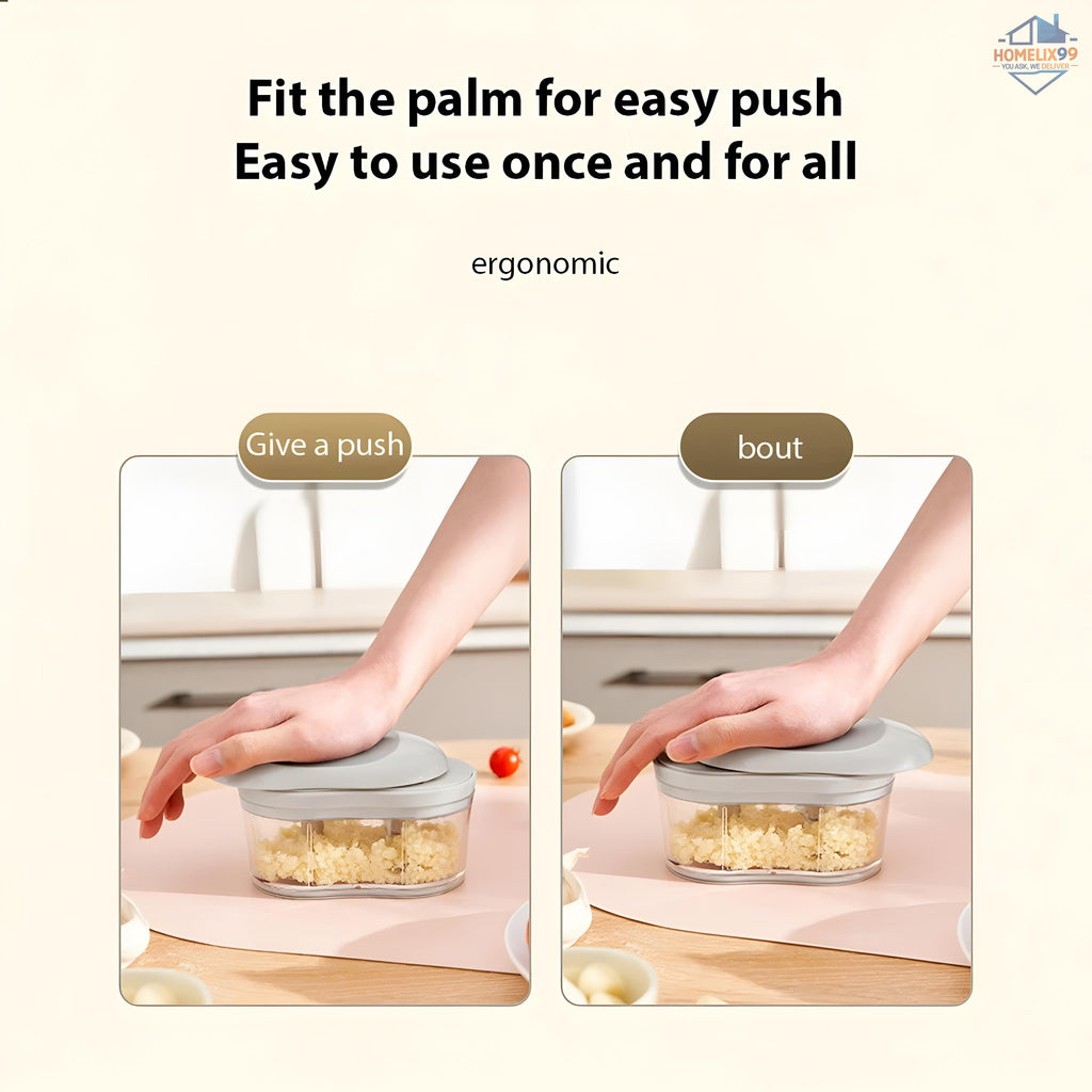 Multifunctional Manual Vegetable & Garlic Chopper – Stainless Steel Blades for Fast, Easy Prep