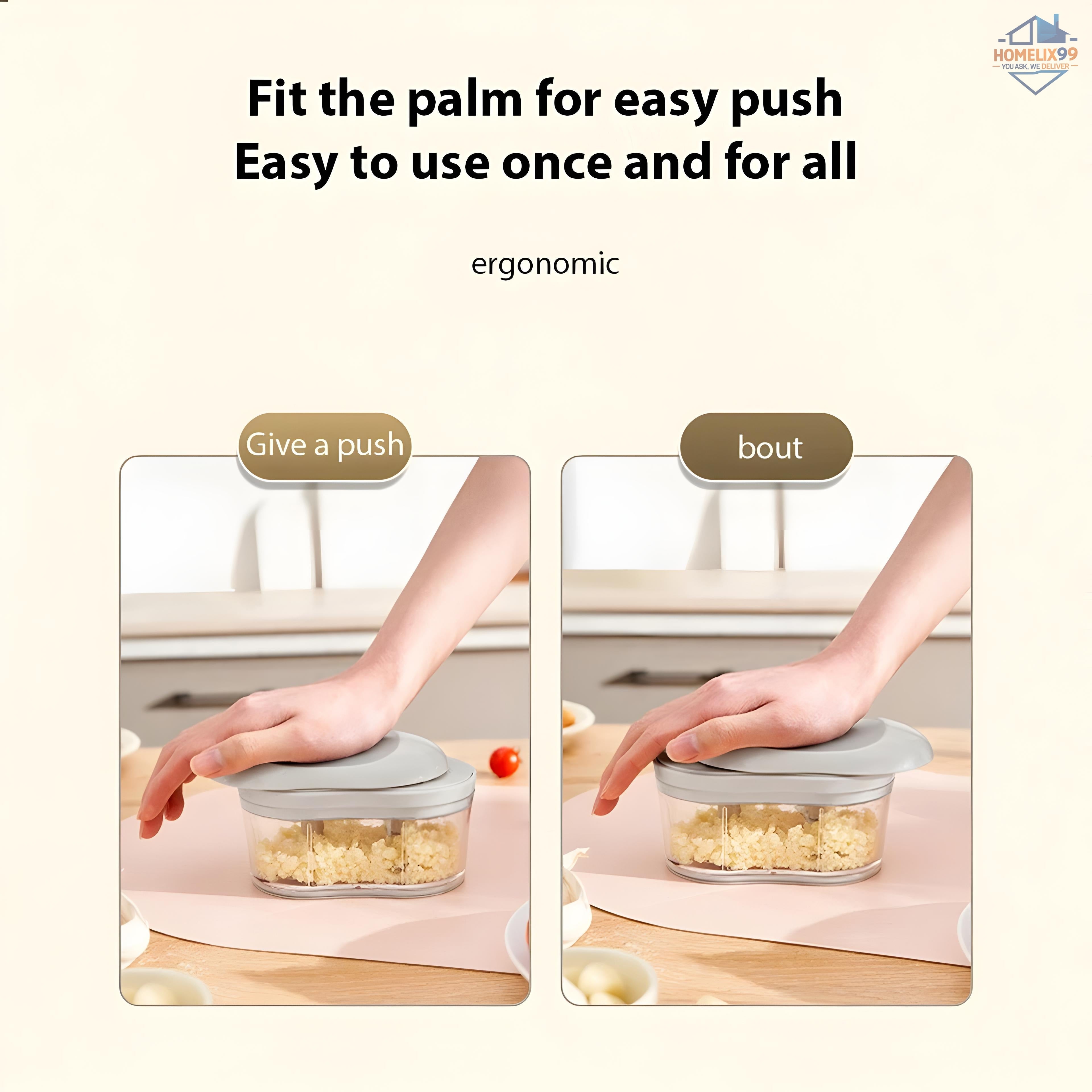 Multifunctional Manual Vegetable & Garlic Chopper – Stainless Steel Blades for Fast, Easy Prep