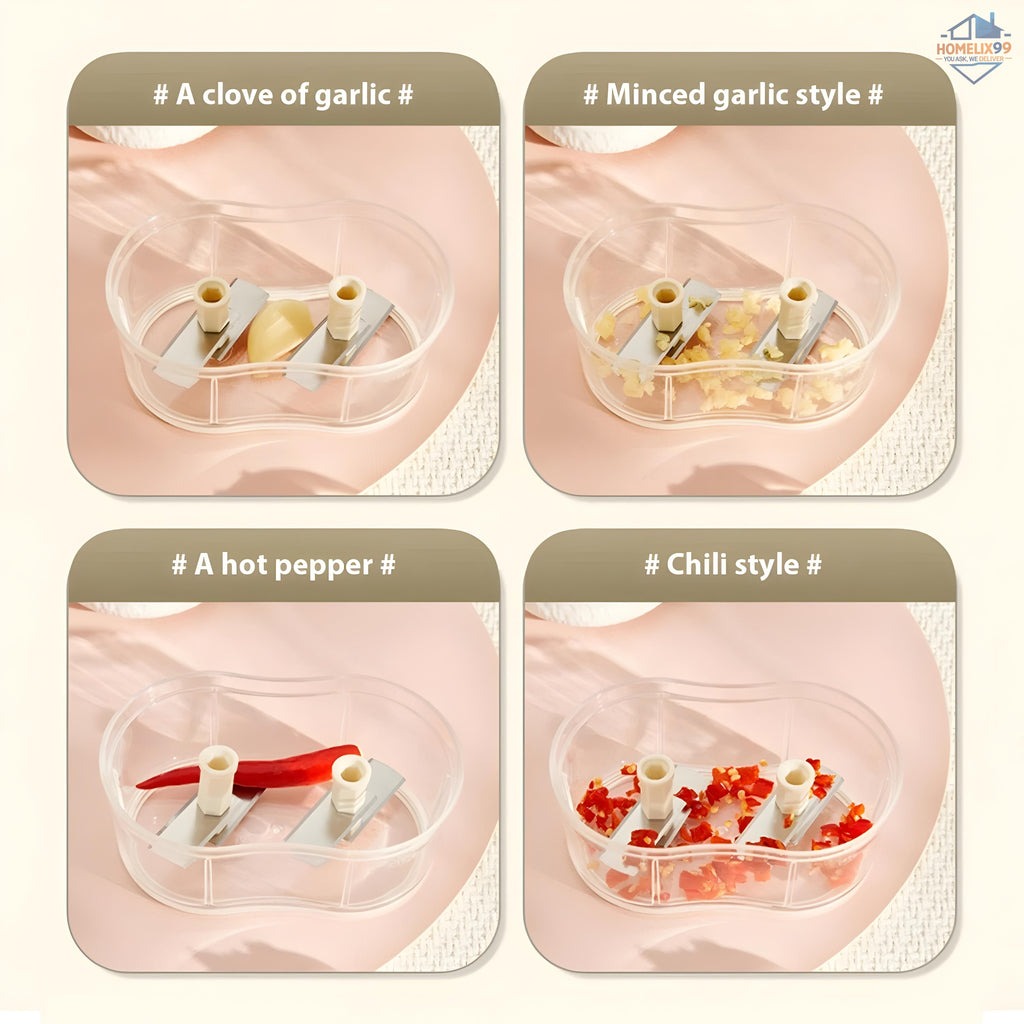 Multifunctional Manual Vegetable & Garlic Chopper – Stainless Steel Blades for Fast, Easy Prep