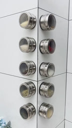 ✨ SS Magnetic Spice Rack – Stainless Steel Jar with Rotating Lid & Fridge Mount (1 Pc) 🧂🌿
