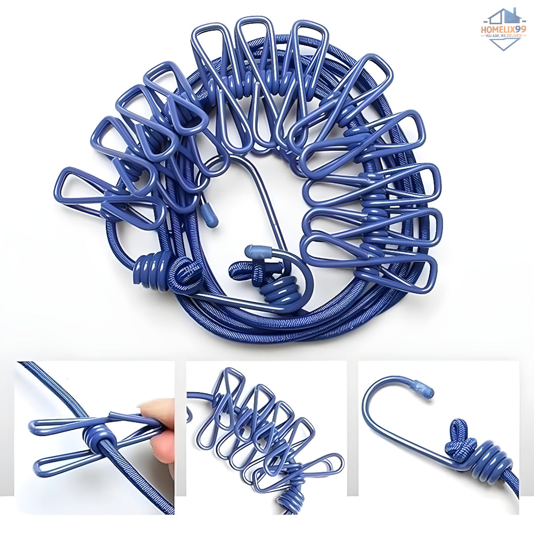 Folding Travel Clothes Rope with Clips – Compact Drying Line for Trips & Outdoors