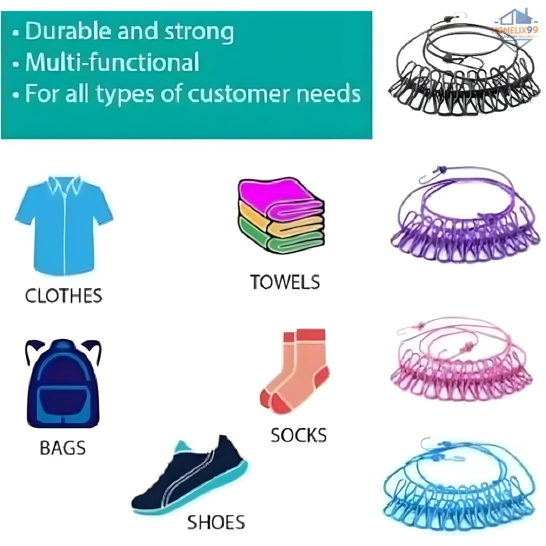 Folding Travel Clothes Rope with Clips – Compact Drying Line for Trips & Outdoors