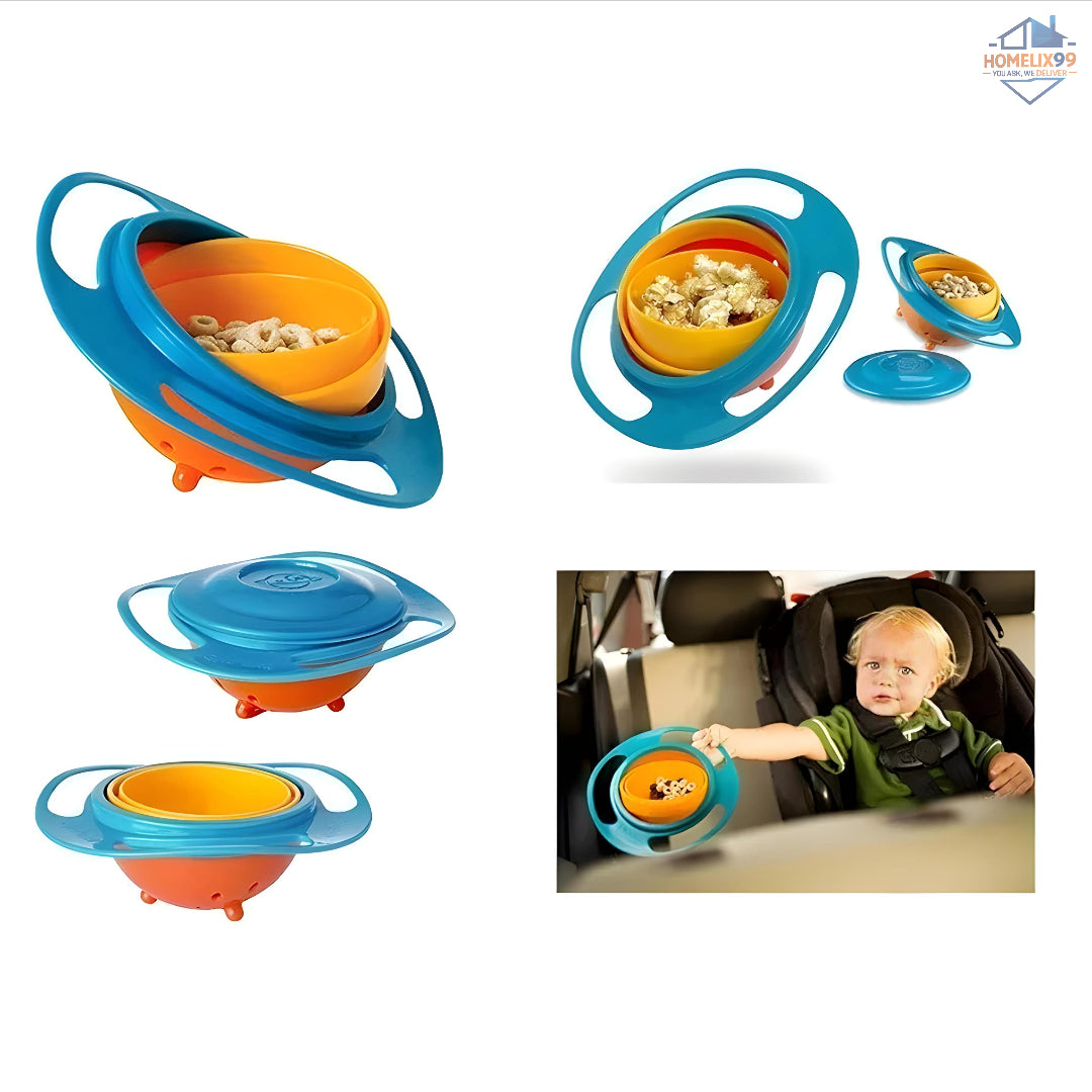360° Rotating Anti-Spill Bowl for Kids – Mess-Free Mealtime Solution