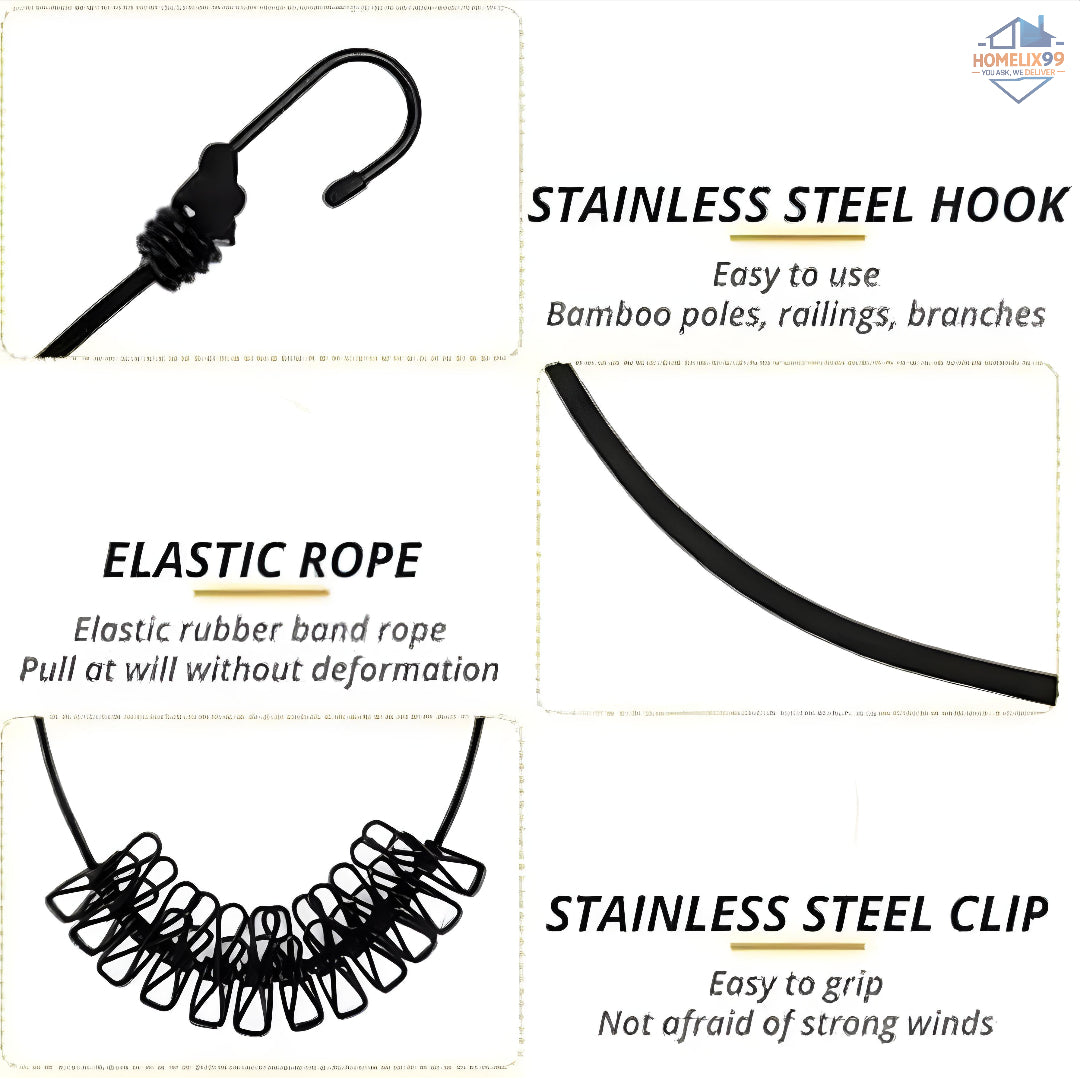 Folding Travel Clothes Rope with Clips – Compact Drying Line for Trips & Outdoors